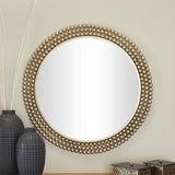 Luxury Gold Beaded Round Wall Mirror