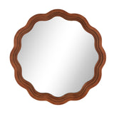 Brown Wood Handmade Wavy Room Wall Mirror with Dimensional Carved Frame