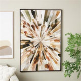 Canvas Art - Multi Colored Abstract Radial Living Room Framed Wall Art with Black Frame, 33" x 2" x 48"