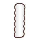 Dark Brown Wood Abstract Handmade Wavy Room Wall Mirror