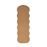 Dark Brown Wood Abstract Handmade Wavy Room Wall Mirror