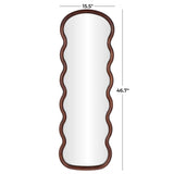 Dark Brown Wood Abstract Handmade Wavy Room Wall Mirror