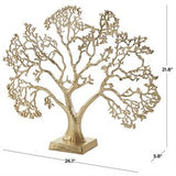 Gold Aluminum Metal Tree Sculpture, 26" x 6" x 22"