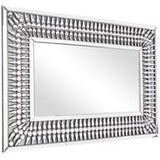 Silver Glass Wall Mirror with Crystal Details - 48" X 1" X 32"