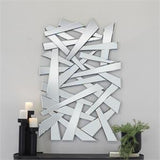 Silver Glass Abstract Wall Mirror -  47" X 1" X 32"