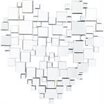 Silver Glass Heart Mosaic Wall Mirror - 32" X 1" X 32