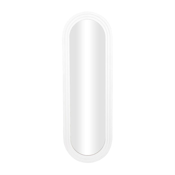 White Wooden Oval Wall Mirror with layered Frame - 22