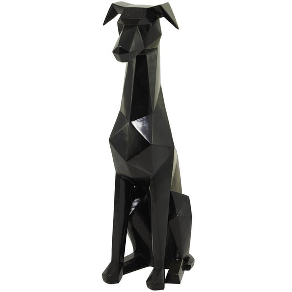 Black Polystone Dog Cubist Sculpture - 9