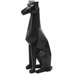 Black Polystone Dog Cubist Sculpture - 9" X 11" X 30"