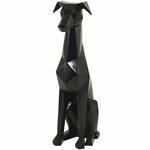 Black Polystone Dog Cubist Sculpture - 9" X 11" X 30"