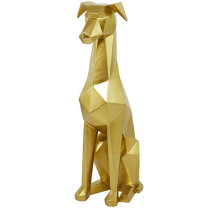 Gold Polystone Dog Cubist Sculpture - 9" X 11" X 30"
