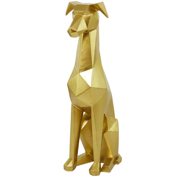 Gold Polystone Dog Cubist Sculpture - 9
