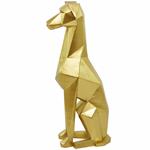Gold Polystone Dog Cubist Sculpture - 9" X 11" X 30"