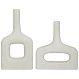 Modern White Abstract Vases Set of 2 | Luxury Home Decor