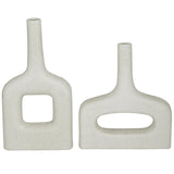 Modern White Abstract Vases Set of 2 | Luxury Home Decor