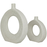 Modern White Round Sculptural Vases with Textured Finish – Set of 2