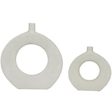 Modern White Round Sculptural Vases with Textured Finish – Set of 2