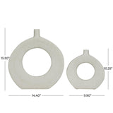 Modern White Round Sculptural Vases with Textured Finish – Set of 2