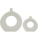 Modern White Round Sculptural Vases with Textured Finish – Set of 2