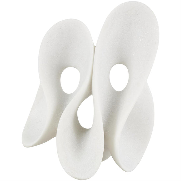 White PolystOne Abstract Wavy Shaped Sculpture with Cutouts and Speckled Texturing - 9
