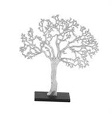 Silver Aluminum Metal Tree Sculpture, 17" x 4" x 19"