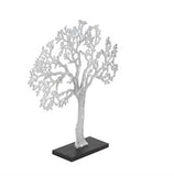 Silver Aluminum Metal Tree Sculpture, 17" x 4" x 19"