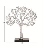 Silver Aluminum Metal Tree Sculpture, 17" x 4" x 19"