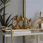 8" Gold Porcelain People Sitting Thinker Sculpture, Set of 3