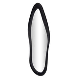 Black Wooden Abstract Wavy Room Wall Mirror