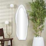 White Wooden Abstract Wavy Wall Mirror  24" X 2" X 63"