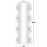 White Wooden Abstract Wavy Wall Mirror with Layered Frame - 24" X 1" X 63"