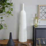 The Novogratz White Metal Grooved Decorative Vase, 8" x 8" x 36"