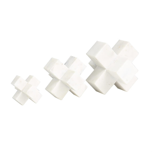 White Marble Jack Geometric Sculpture Set of 3 6