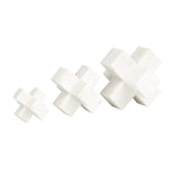 White Marble Jack Geometric Sculpture Set of 3 6"W X 5"W X 3"H