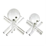 Clear Crystal Abstract Jack Inspired Sculpture with Clear Resting Orbs, set of 2  8", 7"H