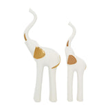 Elegant White & Gold Elephant Figurines – Set of 2