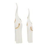 Elegant White & Gold Elephant Figurines – Set of 2
