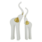 Elegant White & Gold Elephant Figurines – Set of 2