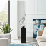 Flame 65" Tall Floor Sculpture // Chrome with Black Stand