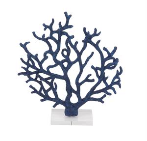 Blue Polystone Coral Textured Porous Sculpture with Acrylic Base, 14