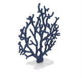 Blue Polystone Coral Textured Porous Sculpture with Acrylic Base, 14" x 4" x 16"