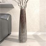 Silver Ceramic Snakeskin Inspired Vase - 8" X 8" X 31"
