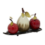 Red Metal Fruit Decorative Sculpture with Platter, 18" x 10" x 12"