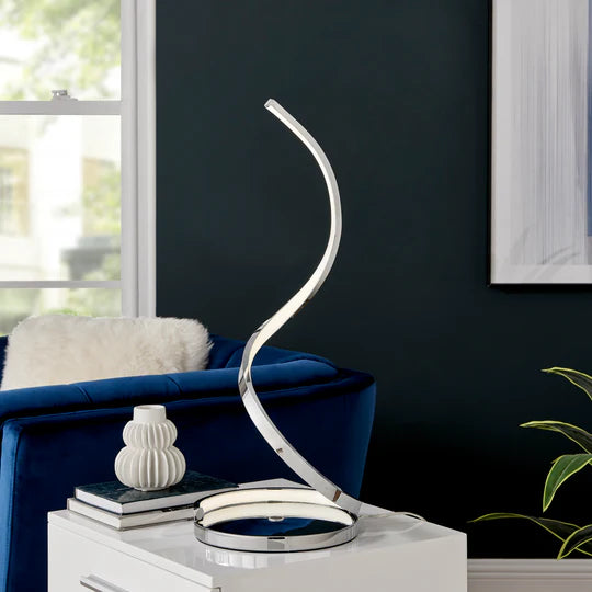 Modern Spiral Integrated LED Table Lamp, Chrome