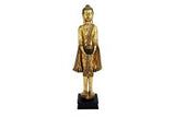 Gold Polyst one Buddha Meditating Sculpture with Engraved Carvings and Relief DetaoliIng - 16" X 11" X 54"