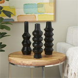Black Ceramic Abstract Bubble Inspired Vase with Varying Shapes Set of 3 3"W x 11"H