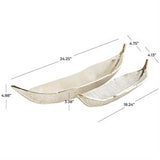 Silver Aluminum Leaf Slim Carved Decorative Bowl with Gold Metallic Accents Set of 2 24"x 18"W