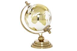 Cosmopolitan Gold Aluminium Metal Globe with Tiered Base - 7" X 6" X 10"