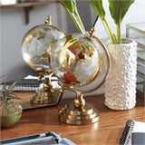 Cosmopolitan Gold Aluminium Metal Globe with Tiered Base - 7" X 6" X 10"