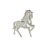 Silver Ceramic Horse Prancing Sculpture -  12" X 4" X 12"